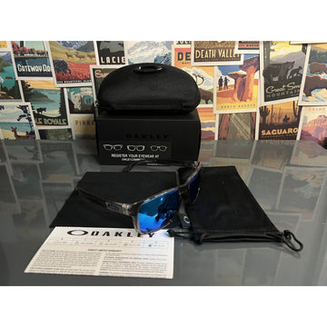 Oakley Holbrook Sunglasses Blue Polarized Lens Clear Black Frames